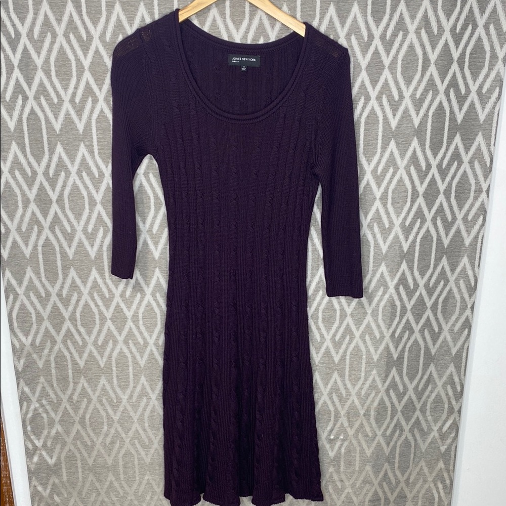 Ann Taylor Dark Purple Long Sleeve Dress